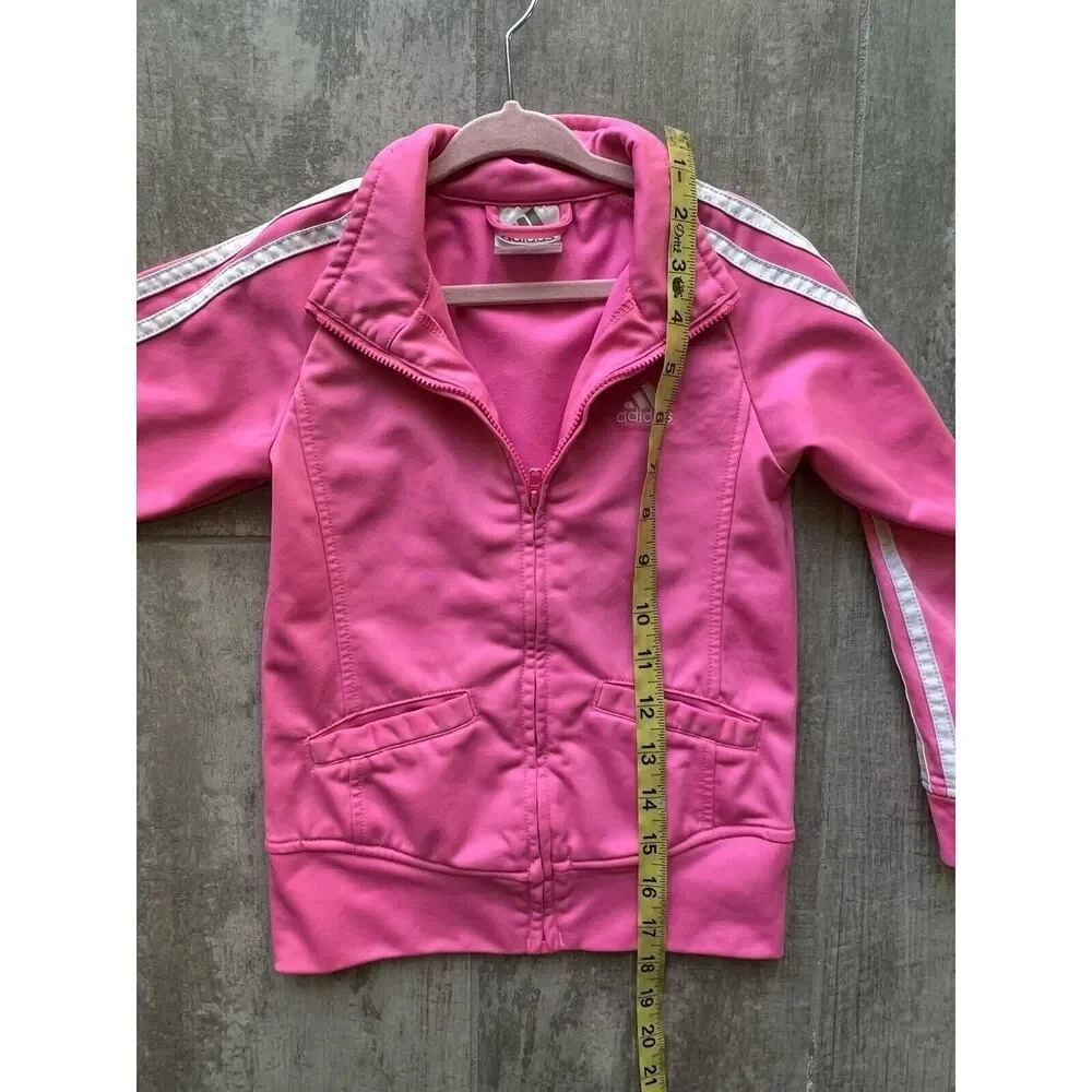 ADIDAS Pink Track Jacket Full Zip Athleisure Toddler Kids Girls Fall Spring 4